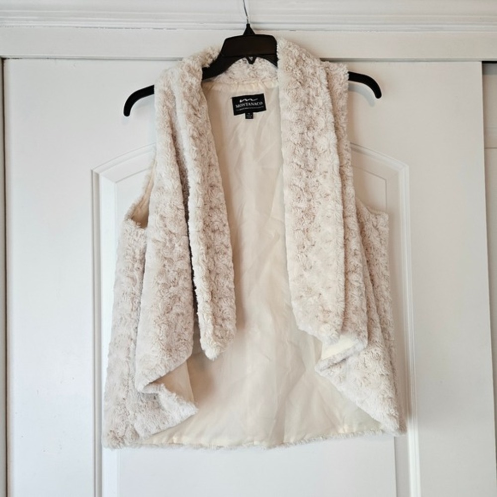 Montana Co Womens XL Extra Large Faux‎ Fur Vest White Cozy Ski Winter Hygge Soft